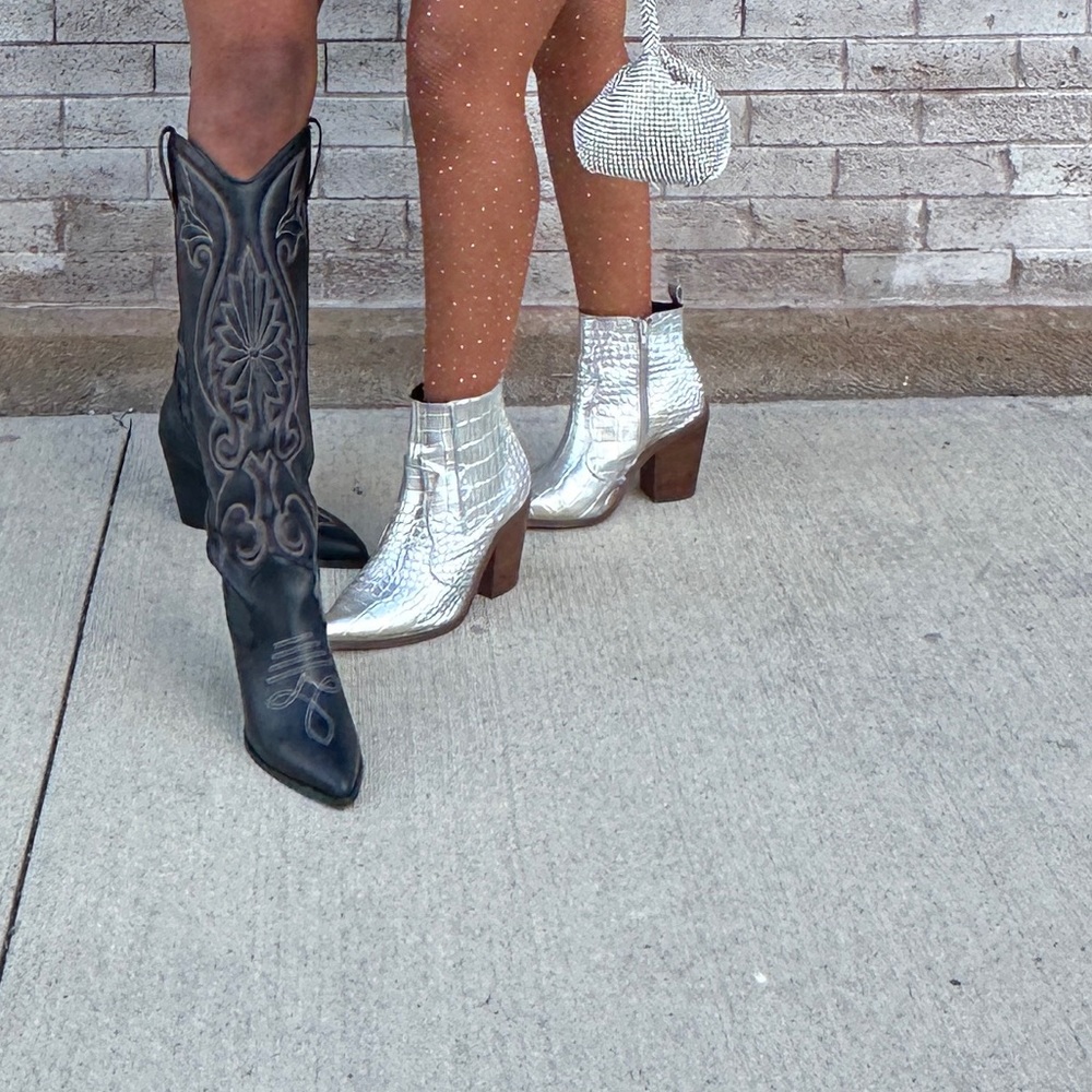 Asos Faux Croc Sliver Ankle Booties